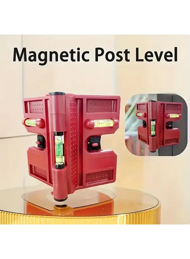 Red Magnetic Column Level 270 Degree Adjustable Angle Foldable Professional Horizontal Vertical Foam Level - Image 1