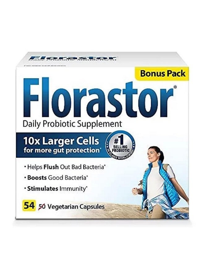 Florastor Daily Probiotic Supplement for Women and Men, Proven to Support Digestive Health, Saccharomyces Boulardii CNCM I-745 (54 Capsules) - Image 1