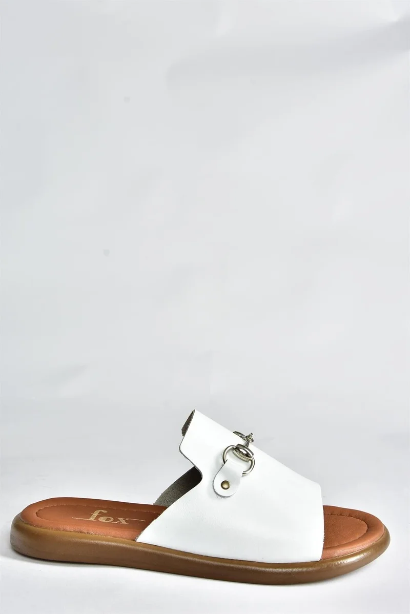 Fox Shoes White Genuine Leather Casual Women's Slippers P291009303