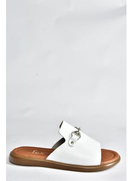 Fox Shoes White Genuine Leather Casual Women's Slippers P291009303  - Image 3