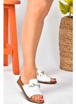 Fox Shoes White Genuine Leather Casual Women's Slippers P291009303  - Image 2