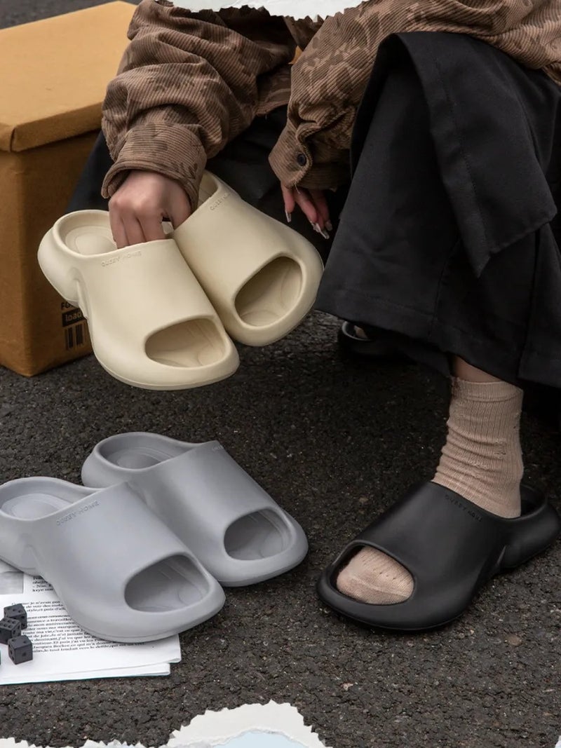 Unisex Grey EVA Cloud Slides, Thick Sole Anti-Slip Slippers, Waterproof & Soft Indoor/Outdoor Footwear for Summer - Image 4