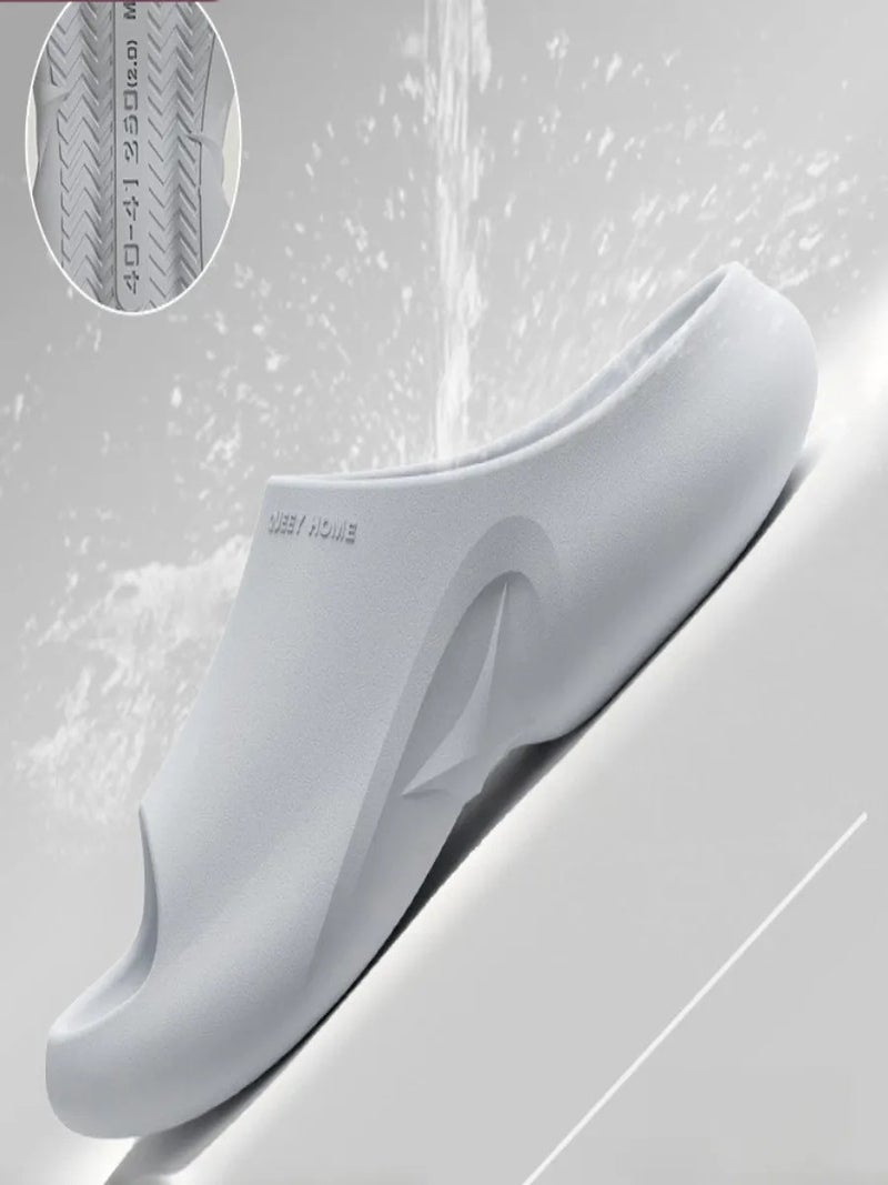 Unisex Grey EVA Cloud Slides, Thick Sole Anti-Slip Slippers, Waterproof & Soft Indoor/Outdoor Footwear for Summer - Image 2