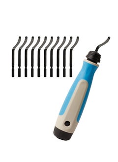 Deburring Tool with 11 Extra High Speed Steel Blades, Precision Edge Burr Removal, Rubber Non-slip Swivel Head Handle, Hand Deburring Tools for Metal, Resin, PVC, Wood, and 3D Printed Plastic Edges