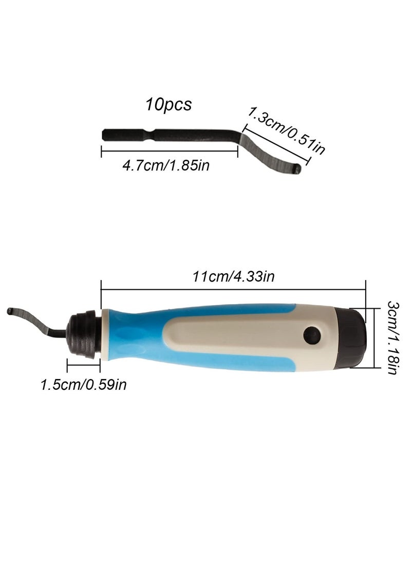 SYOSI - Deburring Tool with 11 Extra High Speed Steel Blades, Precision Edge Burr Removal, Rubber Non-slip Swivel Head Handle, Hand Deburring Tools for Metal, Resin, PVC, Wood, and 3D Printed Plastic Edges - Image 1