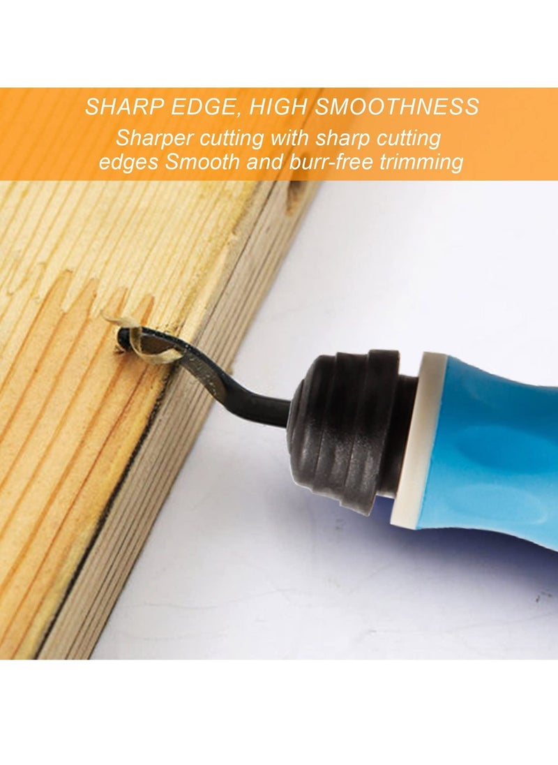 SYOSI - Deburring Tool with 11 Extra High Speed Steel Blades, Precision Edge Burr Removal, Rubber Non-slip Swivel Head Handle, Hand Deburring Tools for Metal, Resin, PVC, Wood, and 3D Printed Plastic Edges - Image 1