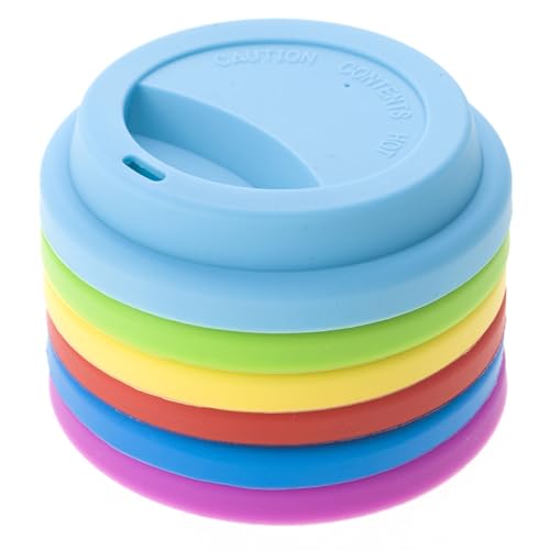 Aspire 6 PCS Silicone Drinking Lid, Reusable Coffee Cup Covers/Lids (Fits Cup Rim 3.46-3.62 Inches / 8.8-9.2cm), Microwave & Dishwasher Safe - Black - Image 4