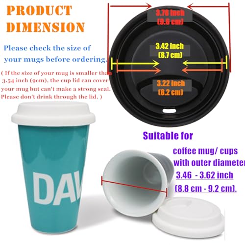 Aspire 6 PCS Silicone Drinking Lid, Reusable Coffee Cup Covers/Lids (Fits Cup Rim 3.46-3.62 Inches / 8.8-9.2cm), Microwave & Dishwasher Safe - Black - Image 2