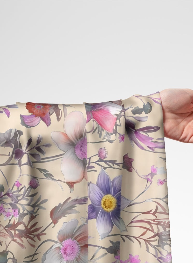 فيلاتو Ø¬Ù„Ø§Ø¨ÙŠØ© Ù…Ø®ÙˆÙŠØ± Ø¨ØªØµÙ…ÙŠÙ… Ø²Ù‡ÙˆØ± Ø¨Ø§Ù„Ù„ÙˆÙ† Ø§Ù„Ø¨ÙŠØ¬ ÙˆØ§Ù„Ø£Ø­Ù…Ø± Ù…Ù† Ù‚Ù…Ø§Ø´ Ø­Ø±ÙŠØ± Ø§Ù„Ù„ÙŠÙ„ Ø¹Ø±Ø§Ù…Ù†ÙŠ Ø¨Ø§Ù„ÙŠØ§Ø±Ø¯Ø©ØŒ Ø¹Ø±Ø¶ 58 Ø¨ÙˆØµØ© - Image 1