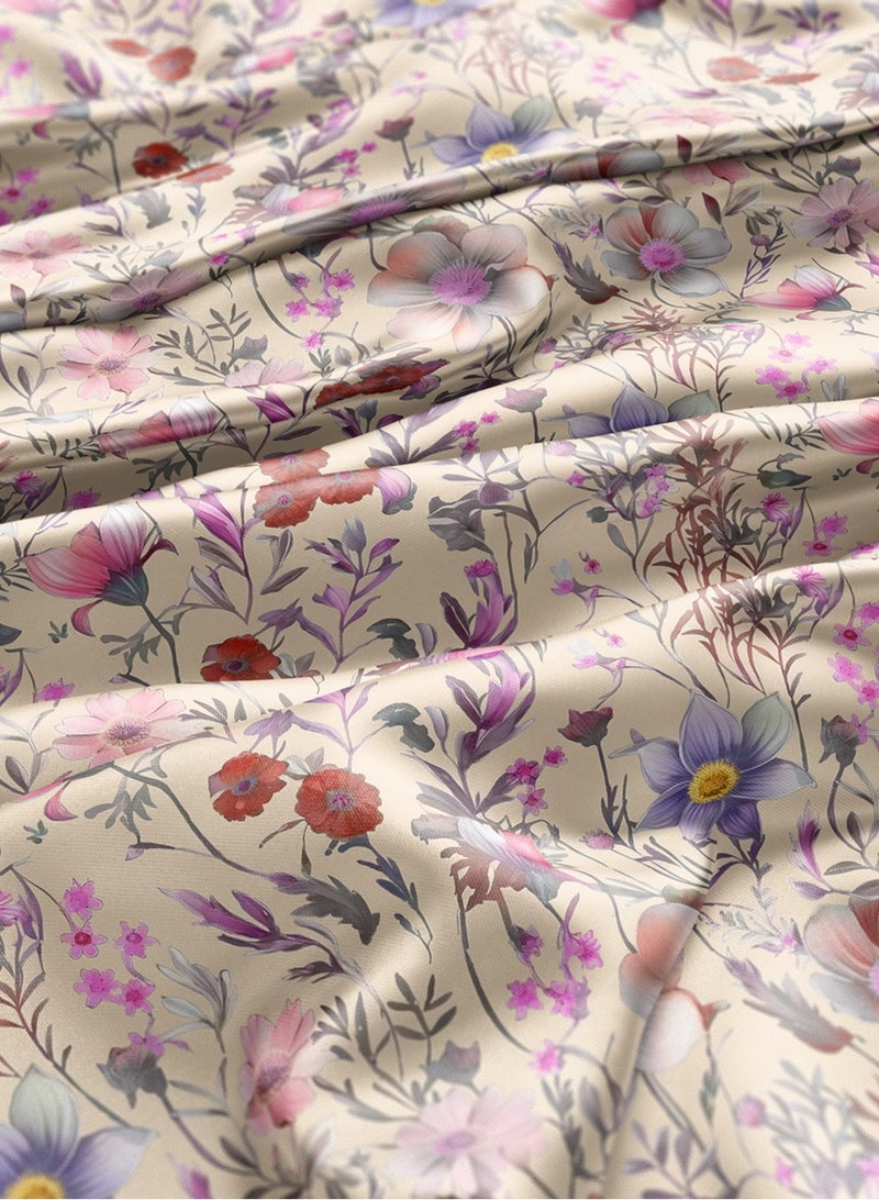 فيلاتو Ø¬Ù„Ø§Ø¨ÙŠØ© Ù…Ø®ÙˆÙŠØ± Ø¨ØªØµÙ…ÙŠÙ… Ø²Ù‡ÙˆØ± Ø¨Ø§Ù„Ù„ÙˆÙ† Ø§Ù„Ø¨ÙŠØ¬ ÙˆØ§Ù„Ø£Ø­Ù…Ø± Ù…Ù† Ù‚Ù…Ø§Ø´ Ø­Ø±ÙŠØ± Ø§Ù„Ù„ÙŠÙ„ Ø¹Ø±Ø§Ù…Ù†ÙŠ Ø¨Ø§Ù„ÙŠØ§Ø±Ø¯Ø©ØŒ Ø¹Ø±Ø¶ 58 Ø¨ÙˆØµØ© - Image 3