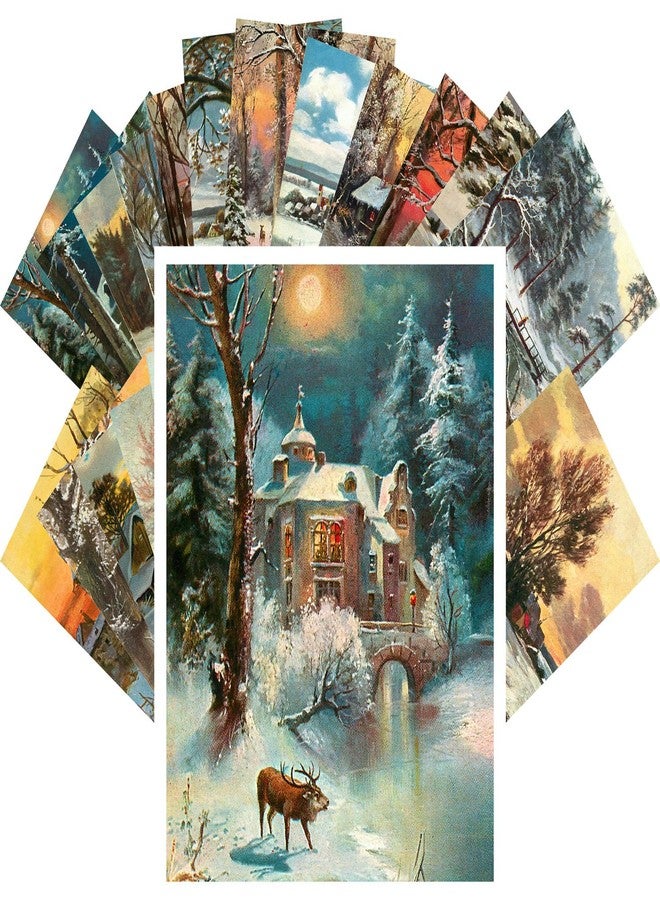 PIXILUV Vintage PostCards 24 pcs Winter Rural Life Christmas Landscapes Vintage Art - Image 1