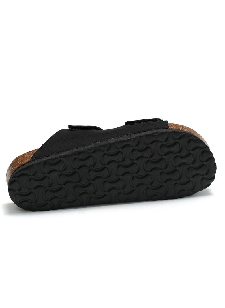 SänHahn - Casual Sandals Double Strap Beach Shoes Men's Cork Slippers Black - Image 1