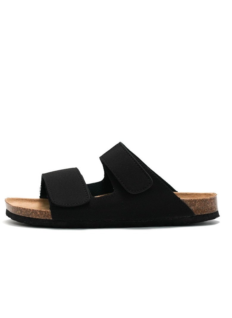 SänHahn - Casual Sandals Double Strap Beach Shoes Men's Cork Slippers Black - Image 1