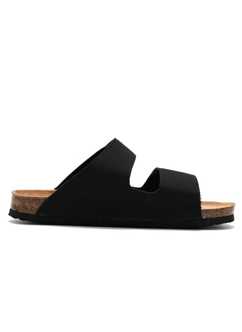 SänHahn - Casual Sandals Double Strap Beach Shoes Men's Cork Slippers Black - Image 1