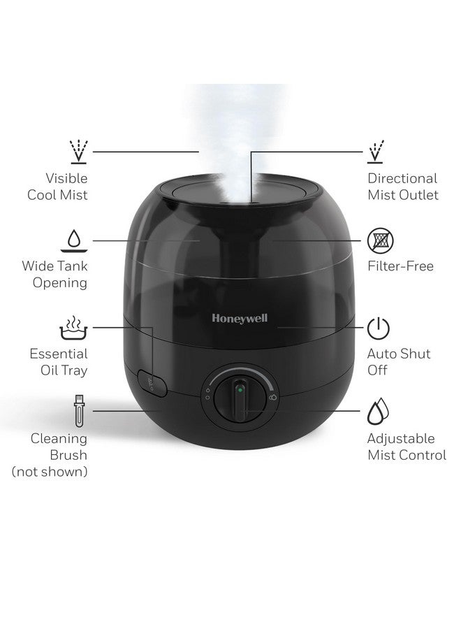 Honeywell Honeywell Mini Cool Mist humidifier, Easy to Fill and Clean, humidifier for small Bedroom, Kids Rooms, or office. Ultra Quiet Operation and Auto Shut-Off - Black, HUL525B - Image 3