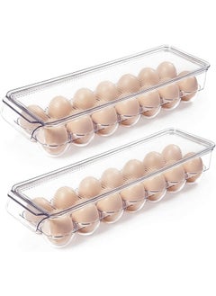 Arabest Egg Holder for Refrigerator 2 Pack, Plastic Egg Storage Container, Stackable Egg Tray with Lid, Clear Fridge Storage Container, Holds 14 Eggs  - Image 1
