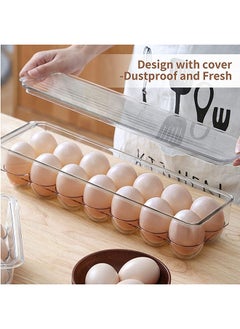 Arabest Egg Holder for Refrigerator 2 Pack, Plastic Egg Storage Container, Stackable Egg Tray with Lid, Clear Fridge Storage Container, Holds 14 Eggs  - Image 5