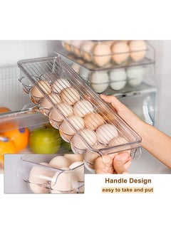 Arabest Egg Holder for Refrigerator 2 Pack, Plastic Egg Storage Container, Stackable Egg Tray with Lid, Clear Fridge Storage Container, Holds 14 Eggs  - Image 3