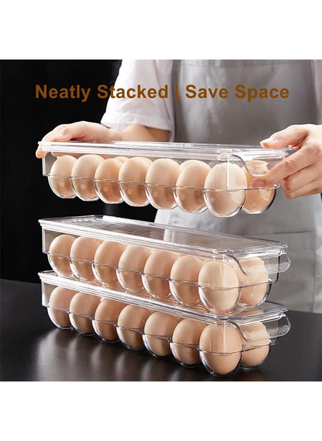 Arabest - Egg Holder for Refrigerator 2 Pack, Plastic Egg Storage Container, Stackable Egg Tray with Lid, Clear Fridge Storage Container, Holds 14 Eggs - Image 1