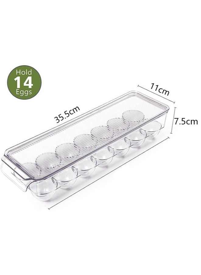 Arabest - Egg Holder for Refrigerator 2 Pack, Plastic Egg Storage Container, Stackable Egg Tray with Lid, Clear Fridge Storage Container, Holds 14 Eggs - Image 1