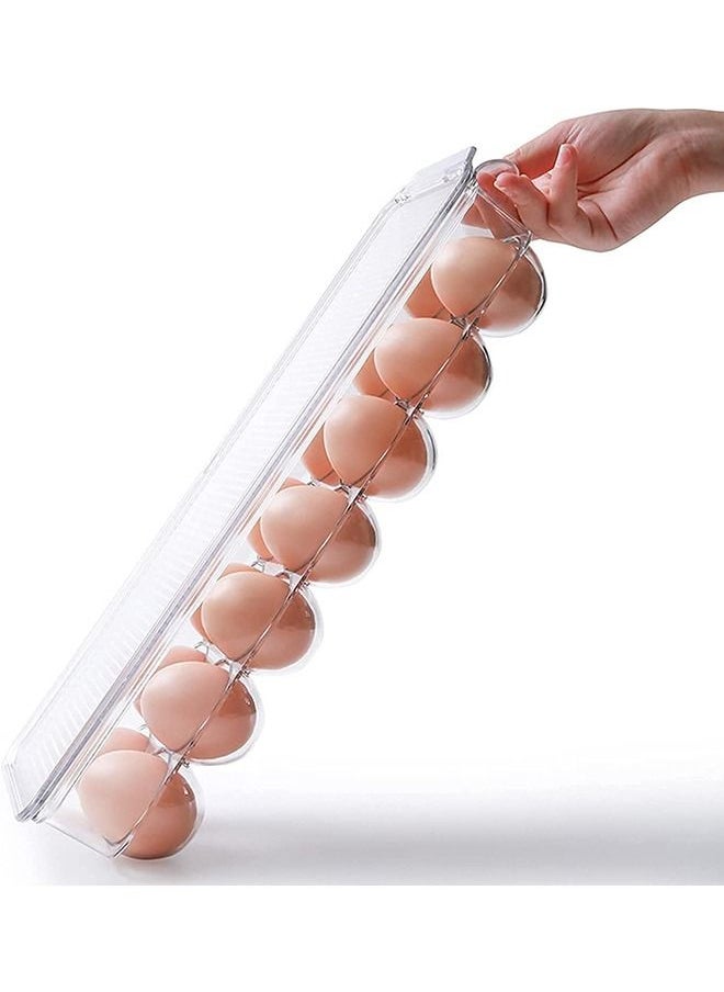 Arabest - Egg Holder for Refrigerator 2 Pack, Plastic Egg Storage Container, Stackable Egg Tray with Lid, Clear Fridge Storage Container, Holds 14 Eggs - Image 1