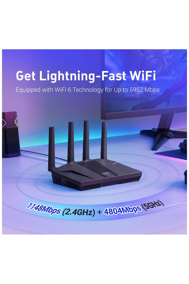 جي أل.آي نت جي ال اي نت GL-MT6000 (فلينت 2) راوتر WiFi 6 بتغطية واسعة، راوتر ألعاب عالي السرعة، منفذين متعدد السرعات 2.5G + 4 منافذ إيثرنت 1G، اتصال جماعي للأجهزة، OpenVPN وWireGuard سريع، 802.11ax - Image 5