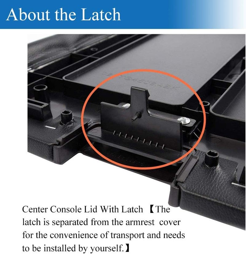 VeCarTech Center Console Lid Kit with Latch Compatible with 2007-2013 Chevy Tahoe/Avalanche/2008-2014 Silverado/GMC Yukon(XL)/Sierra 1500/2500/3500 Center Console Cover Repair Kit OEM 20864151(Gray) - Image 2