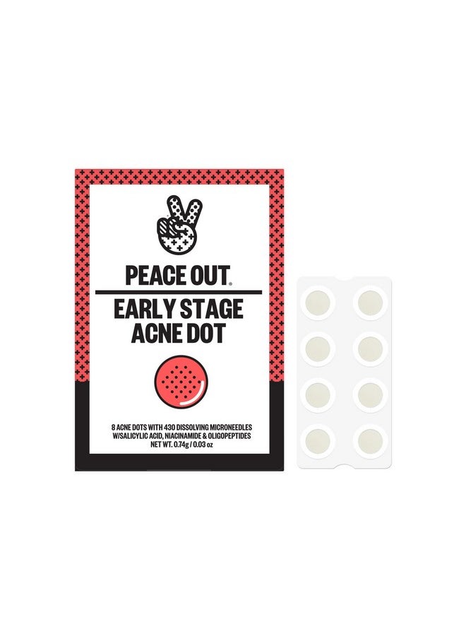 PEACE OUT - Early Stage Acne Dots Acnefighting Pimple Patches Salicylic Acid Unclogs Pores And Targets Acne Blemishes (8 Acne Dots) - Image 1