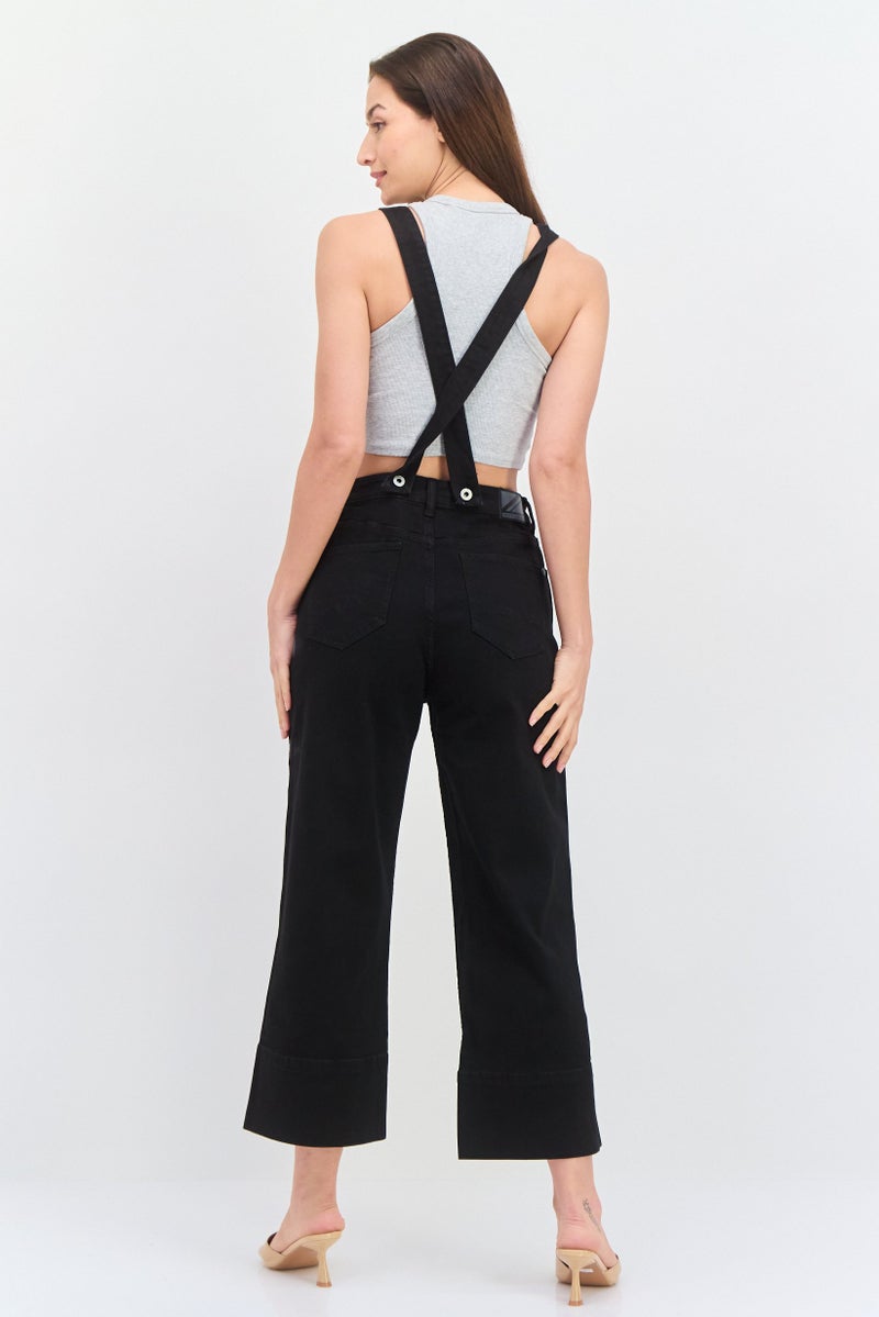 Pepe Jeans Women Solid Sleeveless Denim Jumpsuit, Black - Image 4
