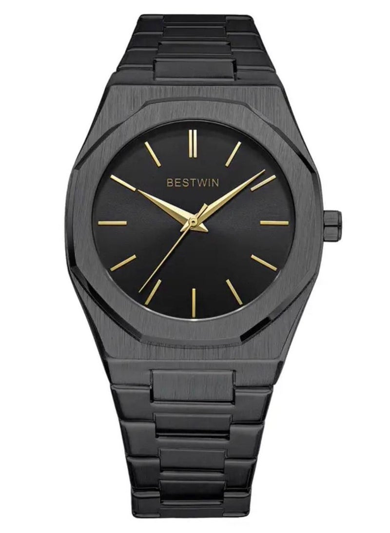 Bestwin Slim Watch for Men Limited Edition by Bestwin Black Band with Black Dial - Image 1