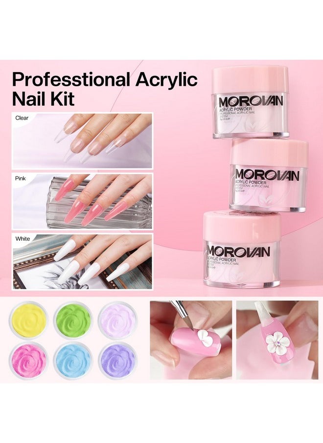 morovan - Acrylic Nail Kit For Beginners: Nail Kit Acrylic Set With Professional Acrylic Powder Glitter Full Acrylic Nail Starter Kit For Nail Extensions - Image 1