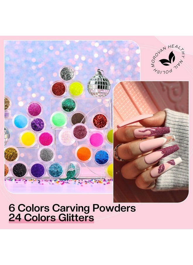 morovan - Acrylic Nail Kit For Beginners: Nail Kit Acrylic Set With Professional Acrylic Powder Glitter Full Acrylic Nail Starter Kit For Nail Extensions - Image 1