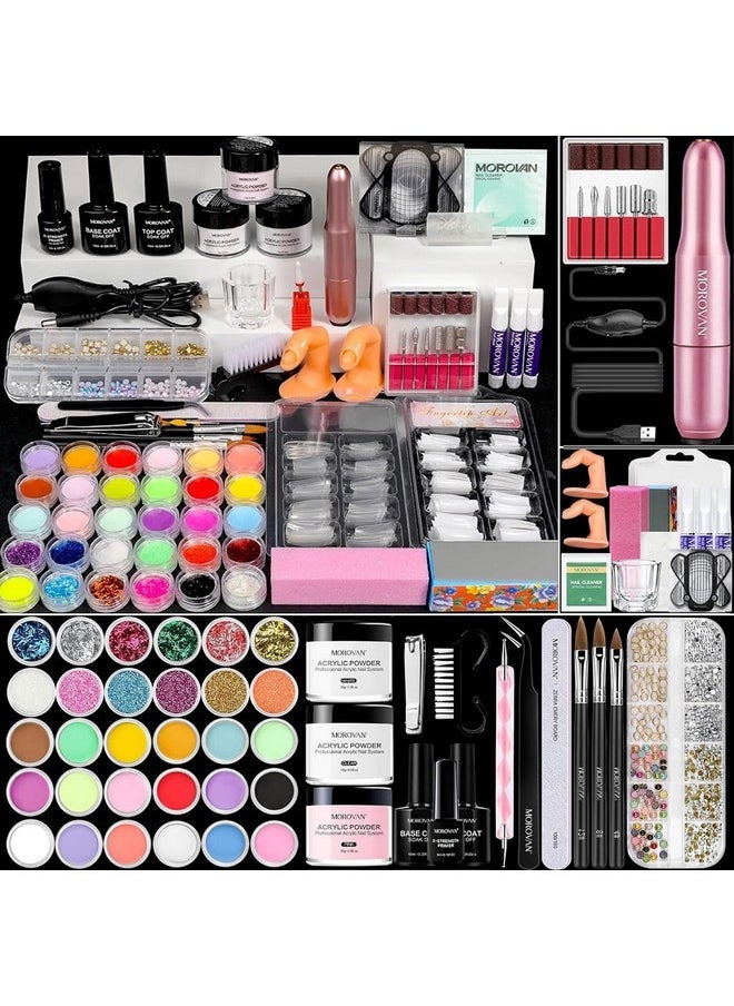 morovan - Acrylic Nail Kit For Beginners: Nail Kit Acrylic Set With Professional Acrylic Powder Glitter Full Acrylic Nail Starter Kit For Nail Extensions - Image 1