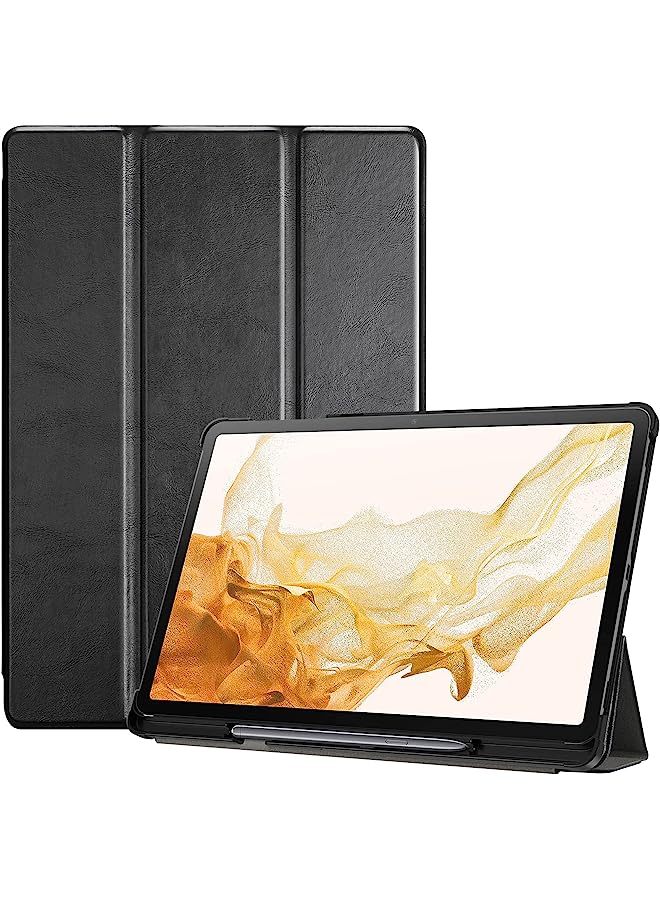 Procases Galaxy Tab S8 Plus 2022/ Tab S7 Fe 2021/ Tab S7 Plus 2020 12.4 Inch Case, Slim Stand Pu Leather Smart Cover With Pencil Holder For 12.4” Galaxy Tab S8+ 2022/ S7 Fe 2021/ S7+ 2020 -Black - Image 1