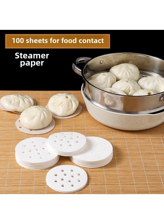 Household Steamer Paper Steamed Buns Pad Drawer For Steamer Steamed Bread Disposable Oil-proof Paper Non-stick Cloth Bread Paper Tray For Baking-Size:9cm:  Non-stick Steamer Paper - Image 1