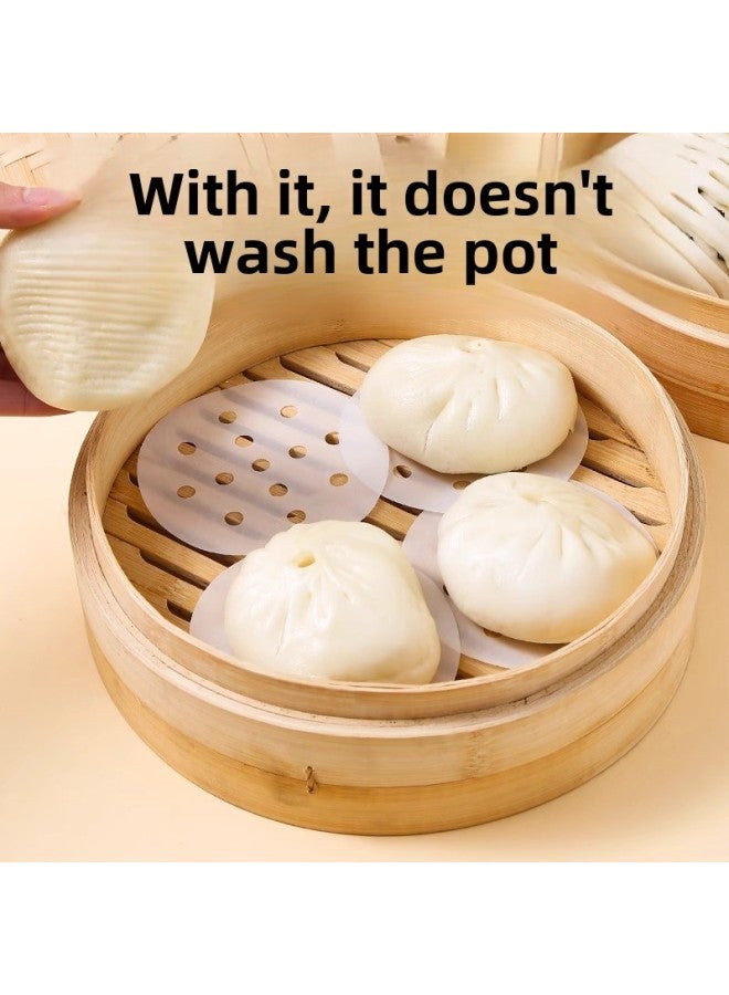 Household Steamer Paper Steamed Buns Pad Drawer For Steamer Steamed Bread Disposable Oil-proof Paper Non-stick Cloth Bread Paper Tray For Baking-Size:9cm:  Non-stick Steamer Paper - Image 2