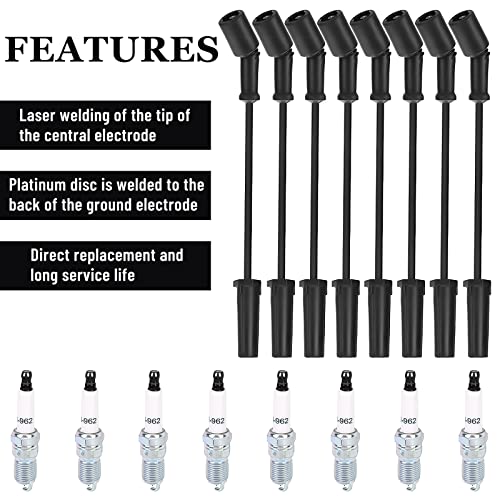 Endxedo 41-962 Spark Plugs & 9748HH Spark Plug Wires Endxedo Spark Plug Wire Set Compatible with Chevy 5.3 LS2 LS3 LS4 LS7 Engines - for Escalade Chevrolet Silverado Suburban GMC Sierra Hummer H2 - Image 3