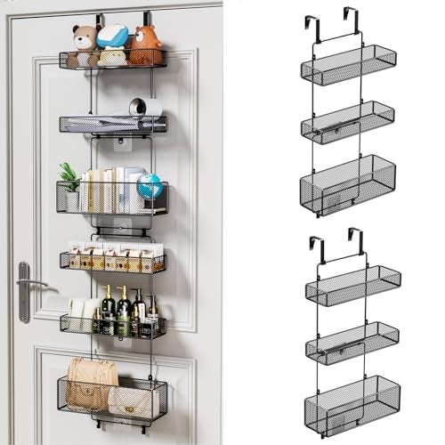 HapiRm Over Door Organizer Storage - Separable Door Organizer Hanging with 6 Metal Large Capacity Baskets for Bathroom Bedroom Kitchen Pantry Closet (Black) - Image 3