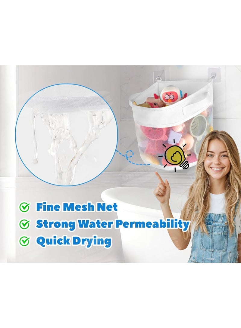 Bath Toy Storage Organizer, 2-Pack, 4 Gallon Capacity, Wall-Mounted Quick-Dry Nylon Mesh - Image 5
