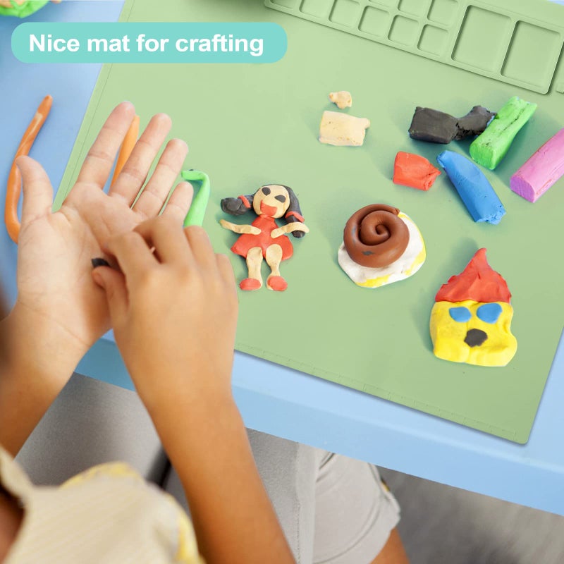 AWOKE Silicone Painting Mat for Table Protection - 20"X16" Washable Art Mat with 1 Water Cup for Kids - Craft Mat has 12 Color Dividers - 2 Paint Palettes (Green), Toddler Activities, Girl Boy Gifts - Image 4