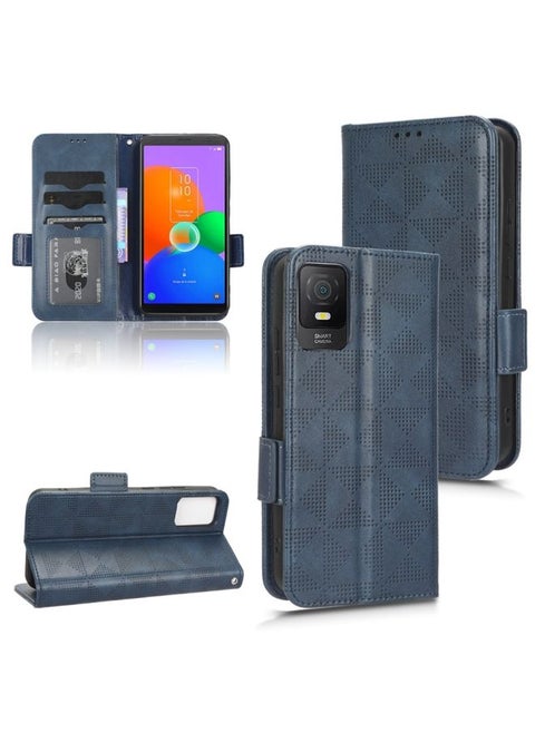 Case Cover For TCL 403 Symmetrical Triangle Leather Phone Case Blue