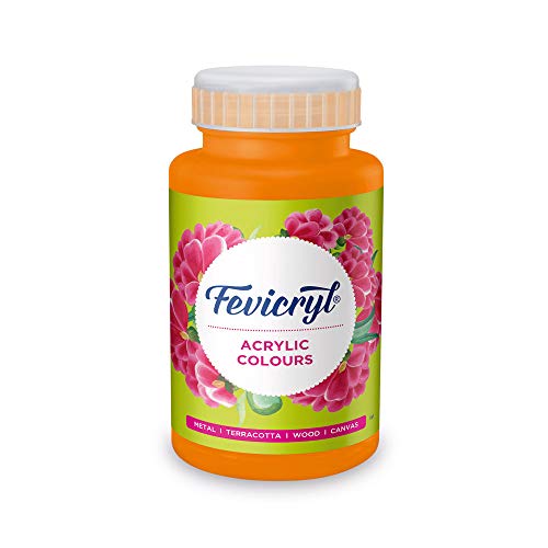 Fevicryl Acrylic Colour Neon Orange, 500ml, Art and Craft, DIY Paint, Rich Pigment, Non-Cracking for Canvas, Wood, Leather, Earthenware, Metal | Ideal for Artists, Students, Hobbyists - Image 1