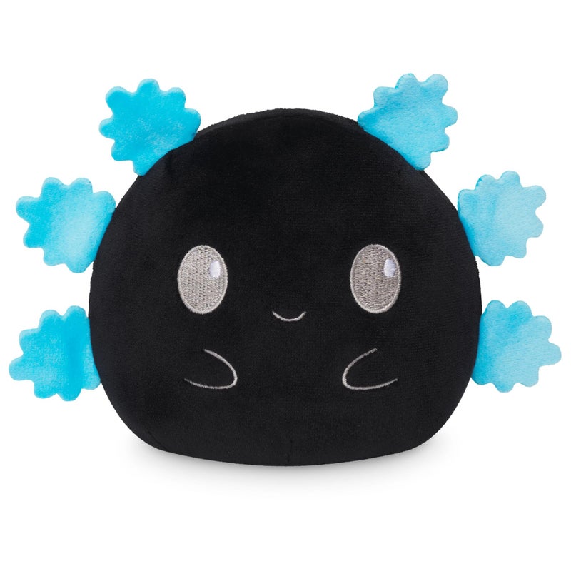 TeeTurtle Reversible Axolotl Plushie 4-Inch Black + Blue Two-Sided Flip Plush Toy with Embroidered Details - Cute Mini Collectible Plush for Kids, Teens, and Adults - Image 1