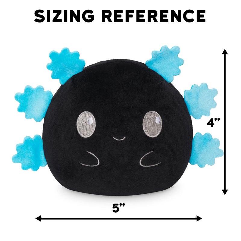 TeeTurtle Reversible Axolotl Plushie 4-Inch Black + Blue Two-Sided Flip Plush Toy with Embroidered Details - Cute Mini Collectible Plush for Kids, Teens, and Adults - Image 4