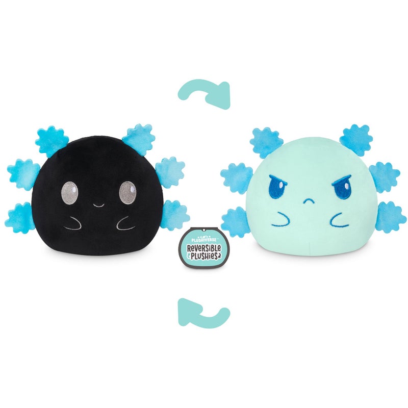 TeeTurtle Reversible Axolotl Plushie 4-Inch Black + Blue Two-Sided Flip Plush Toy with Embroidered Details - Cute Mini Collectible Plush for Kids, Teens, and Adults - Image 3