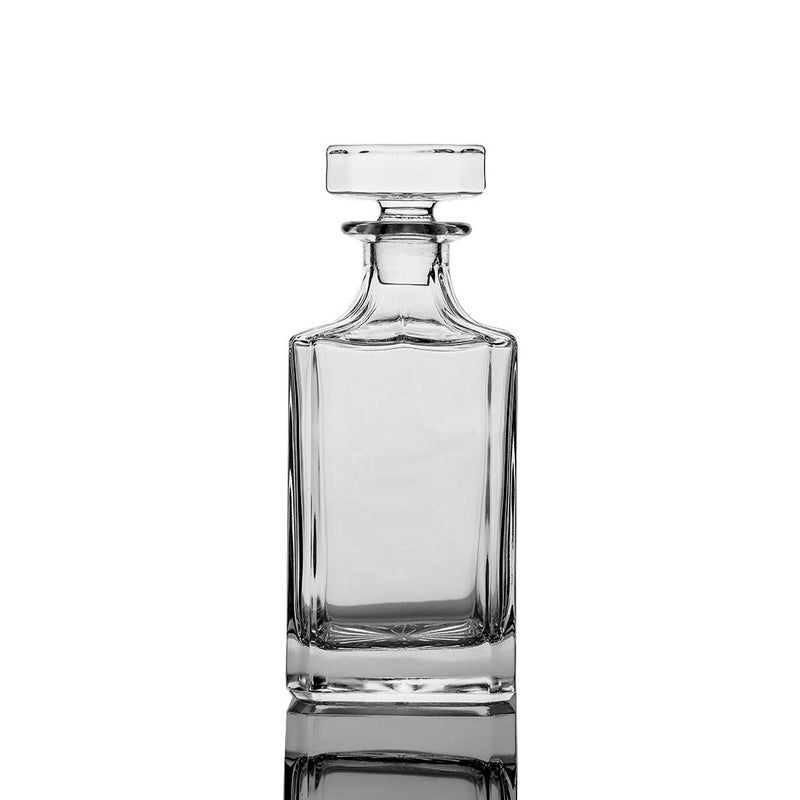 QUEENSTONE LEAD FREE Square 25oz Whiskey Decanter with Glass Stopper - Image 1