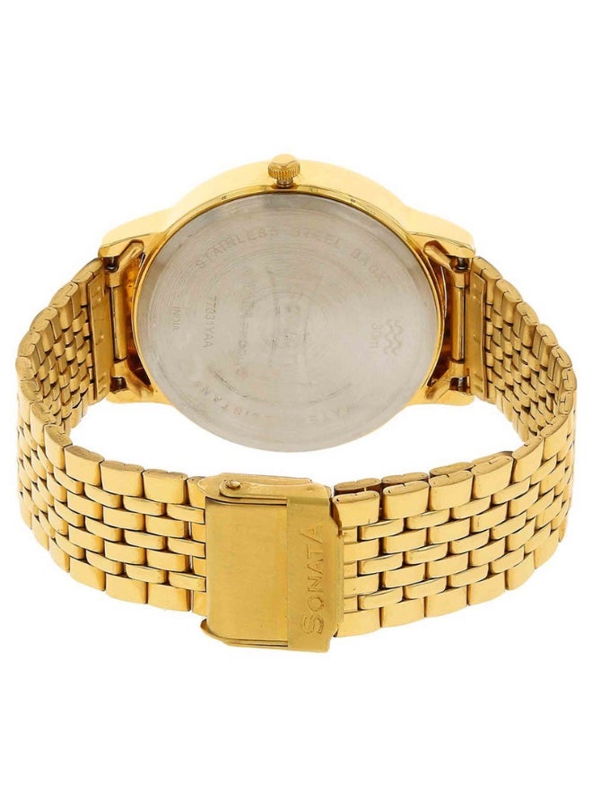 سوناتا Quartz Analog with Day and Date Silver Dial Golden Stainless Steel Strap Watch For Men - Image 4