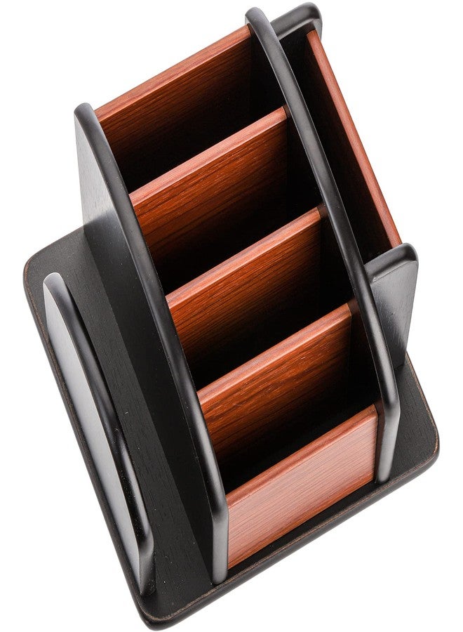 ديايو حامل أجهزة تحكم عن بعد دوار من الخشب من DEAYOU، حامل دوار لأجهزة التحكم عن بعد للطاولة، منظم تخزين مكتبي خشبي دوار بستة أقسام للأقلام، أقلام الرصاص، البريد، المكتب، المنزل، غرفة المعيشة - Image 4