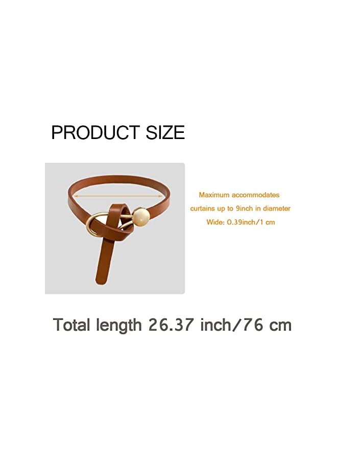 The Bros Leather Curtain Tie Backs, 4 Piece Minimalist Leather Drapery Tiebacks, Window Treatment Holdbacks, Housewarming Gift, Modern Home Decor Accessories (Brown)  - Image 2