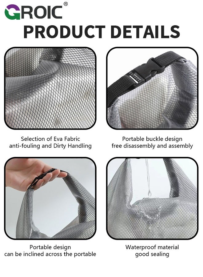 GROIC 2pcs Swim Bag, Beach Bag, Large-Capacity Storage Bag,Beach Bags Waterproof Sandproof,Mesh Storage Tote Bags,Large & Small Breathable Mesh Toiletry Organizer Pouch for Beach Gym Swimming Travel - Image 4